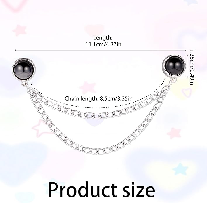 6pcs Magnetic Clothing Clips with Chain, Multi-Function Magnet Button Pins Hijab Cuff Clips for Fixing Hem of Clothes Long Pants Legs Sleeves of Shirts