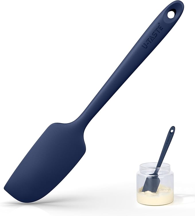 U-Taste Small Mini Silicone Spatula, 9in Rubber Jar Scraper, Midnight Blue
