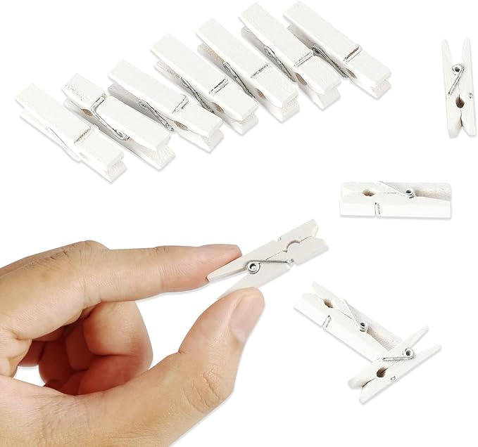 Mini Photo Clips, 128 Pcs, 1.4 Inch Small Wooden Clothespins for Baby Cloth, Pictures