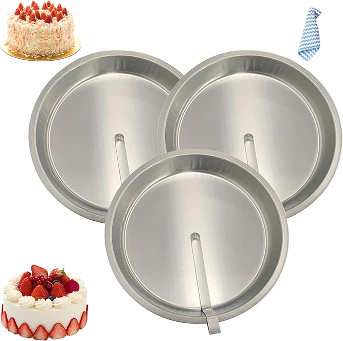 JKWRRRKS Easy Release Pans Round with Lever, 9.7" Quick Release Easy-Out Cake Pan Set,Baking Tools Pans Stainless Steel Round,Apple Pie Bake & Serve Sets, For All Kinds of Bases (3)