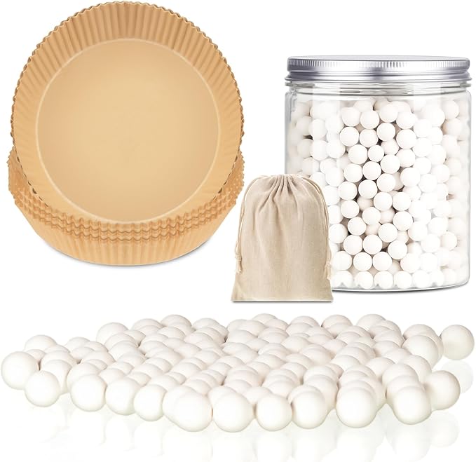 Patelai 1 Pcs 2 lb White Pie Weights Ceramic with 50 Pcs Parchment Paper