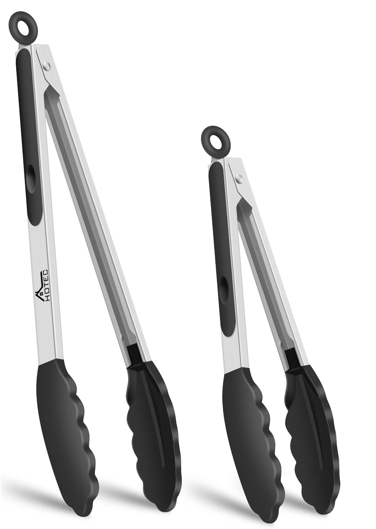 HOTEC Premium Stainless Steel Locking Kitchen Tongs with Silicon Tips, Set of 3-7", 9" and 12" (Purple)