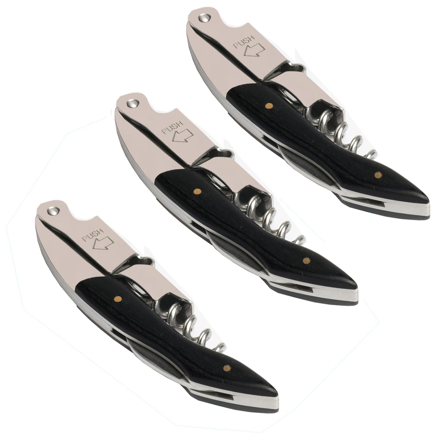 Professional Waiter Corkscrew Wine Key for Bartenders Set of 3,With Long Rosewood Handle Stainless Steel Handle Wine Opener for Bar Restaurant Waiters, Sommelier, Bartend (Big Wood 3 Packs)