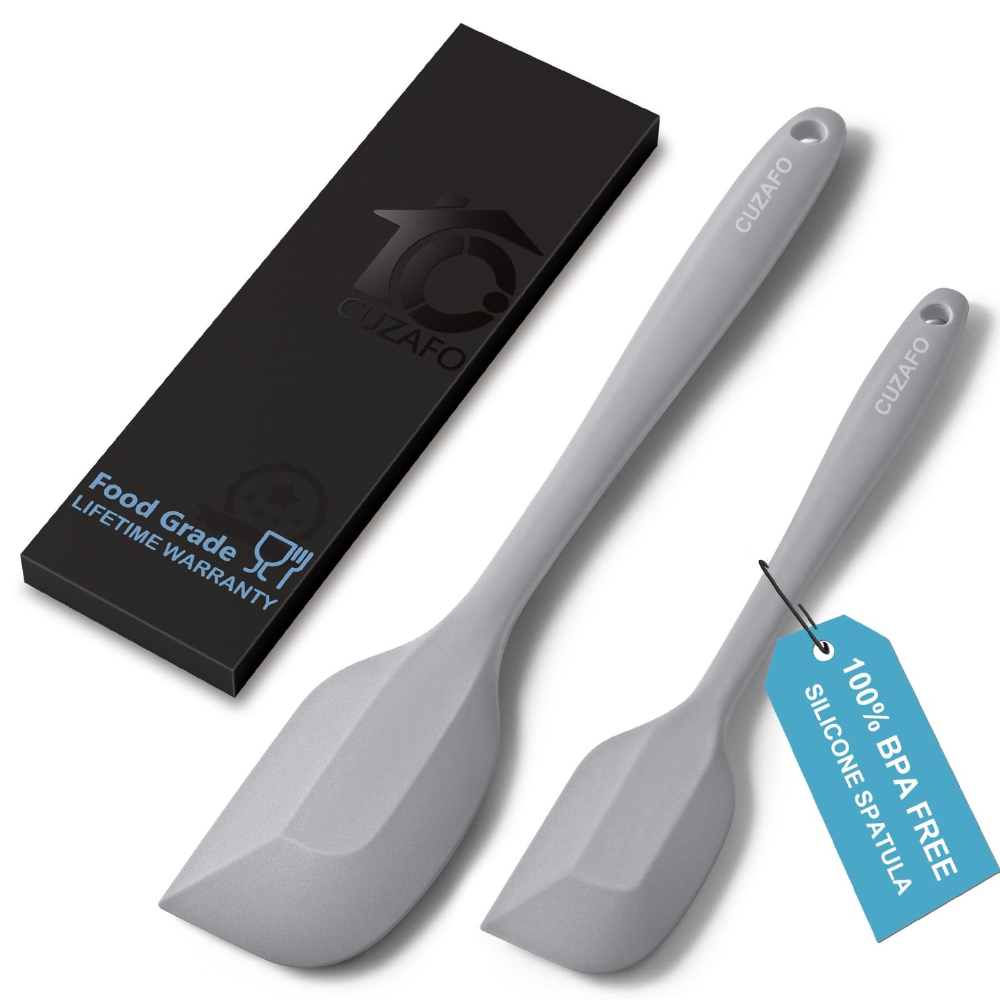 CUZAFO BPA Free Heat Resistant 600℉ Silicone Spatula, Turner Mixing Spatulas set Dishwasher Safe for Nonstick Cookware, Classic Blue