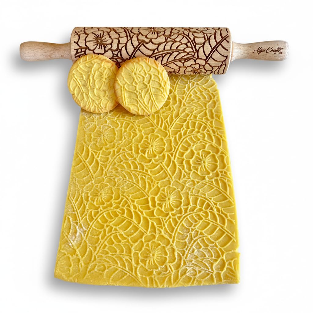KALEIDOSCOPE ROLLING PIN LASER ENGRAVED for EMBOSSED COOKIES GIFT FOR FRIEND MOTHER BAKER