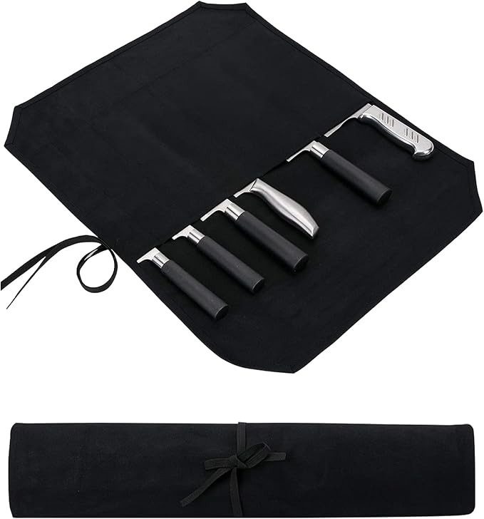 HERSENT Knife Roll,Chef’s Knife Roll Case,Knife Bag,Waxed Canvas Cutlery Knives Holders,Home Kitchen Cooking Tools And Utensils Wrap Bag Wallet,Multi-Purpose Brush Roll Bag,Travel Tool Roll Pouch