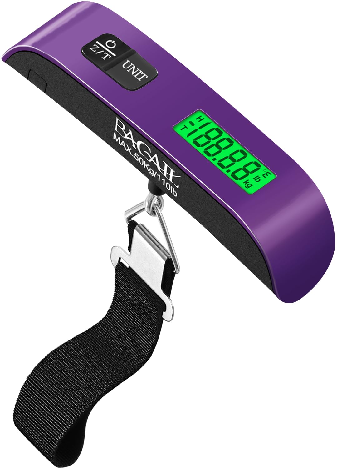 BAGAIL Digital Luggage Scale, 110lbs Hanging Baggage Scale with Backlit LCD Display,Portable Suitcase Weighing Scale,Travel Luggage Weight Scale with Hook,Strong Straps for Travelers(Black)