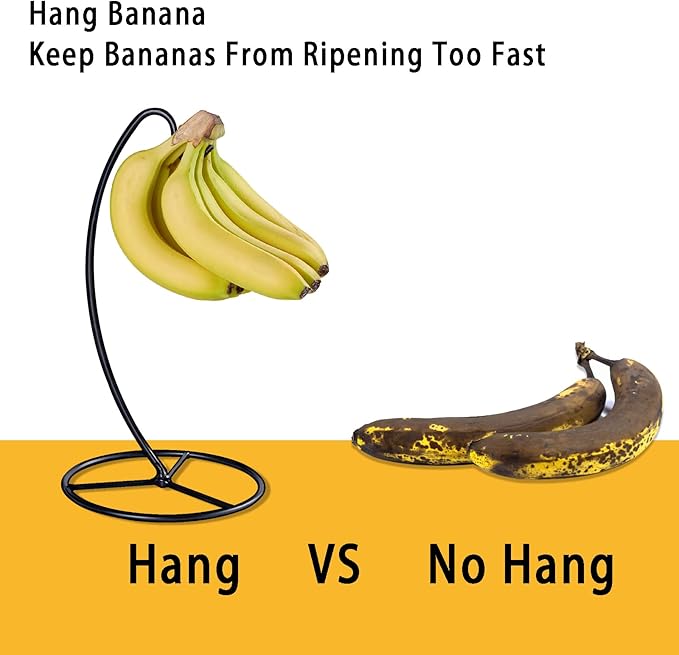 Banana Holder Stand, Banana Hanger Stand Black, Metal Bananas Tree Hanger to Keep Bananas Fresh for 15LB