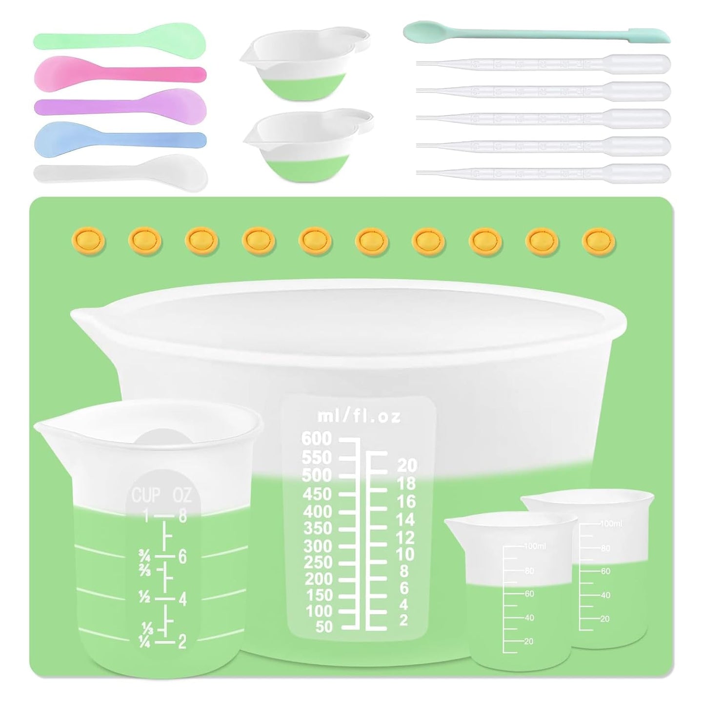 Silicone Measuring Cups for Resin Supplies,Resin Kit for 250ml &100ml Non-Stick Mixing Cups,Silicone Cups for Resin Molds,Epoxy Resin Cups,Cooking,Casting Molds,Jewelry Makin,DIY Crafts