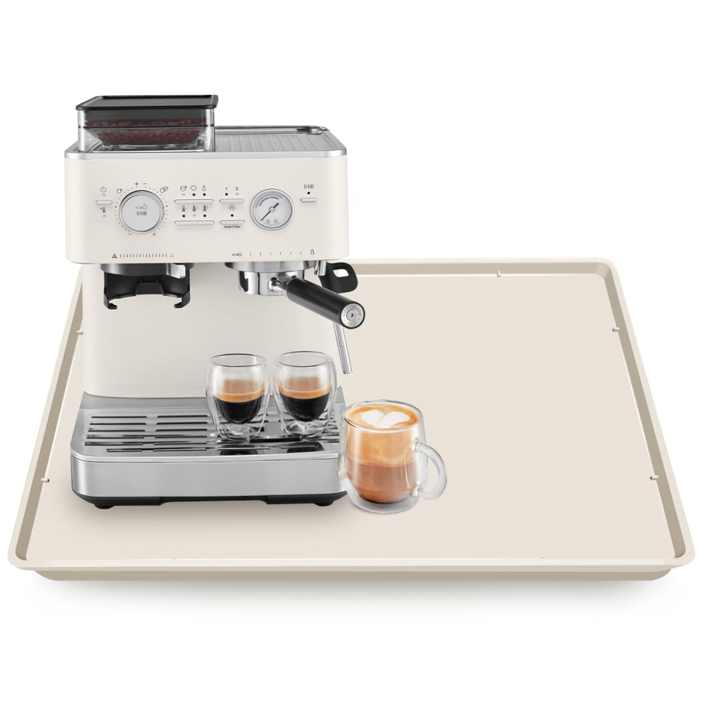 Silicone Coffee Maker Mat with Lip for Countertops, 24'' x 16'', Grey