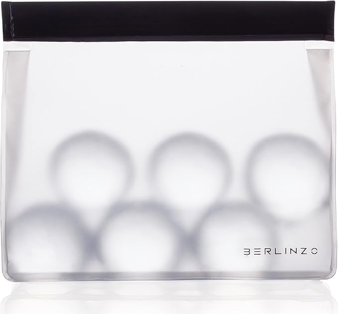 BERLINZO Reusable Ice Storage Bag - Freezer Safe Leak Proof Silicone and Plastic-Free Lunch Bag for Ice and Food Storage - BPA-Free - 2 Pack