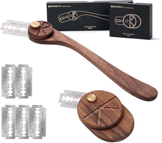 ROCKSHEAT Bread Lame Set with Blade Cover, Two Scoring Knifes with 5 Feather Blades, Dough Scoring Tool for Bread Baking, Sourdough Scoring Tool Dexterous-Cut Series Lame Bread Tool (LUNA & ELEGANT)