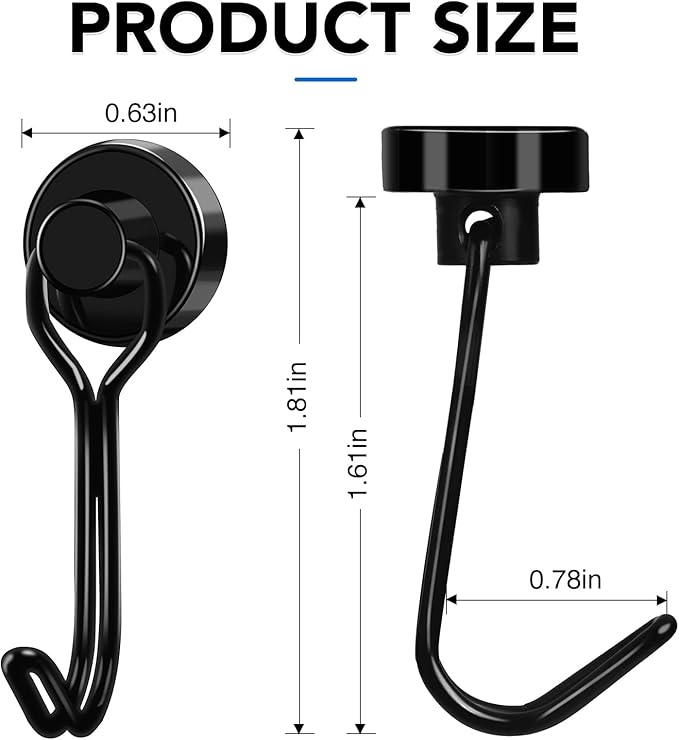 LOVIMAG Hooks, 30lbs+ Magnetic Magnet Hook 2026 Cruise Cabin Ship Essentials Heavy Duty Strong Refrigerator Fridge Hanging for Classroom Beach Vacation Kitchen Grills Home Mug Hanger (6 Pack)