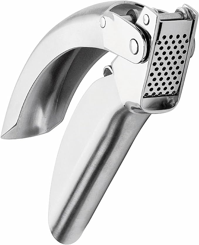 Kuhn Rikon Easy-Clean Garlic Press, No Need to Peel, 7” Red
