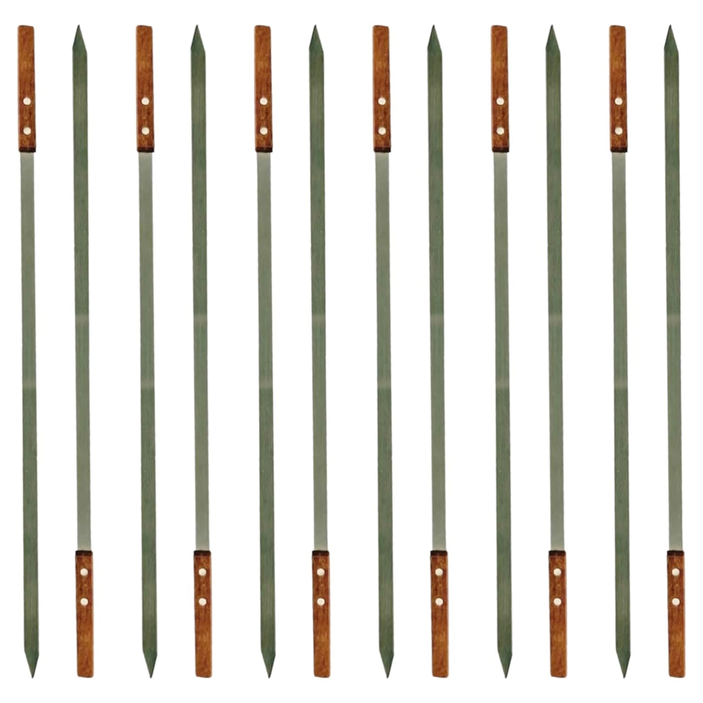 Premium Stainless Steel Barbecue Skewers BBQ Outdoor Grill Skewer stick Barbecue Fork with Solid Wood Handle for Grilling Shish Kebob Koubideh Persian Brazilian Kebab 1" wide + 1 Free Skewer (6pcs)