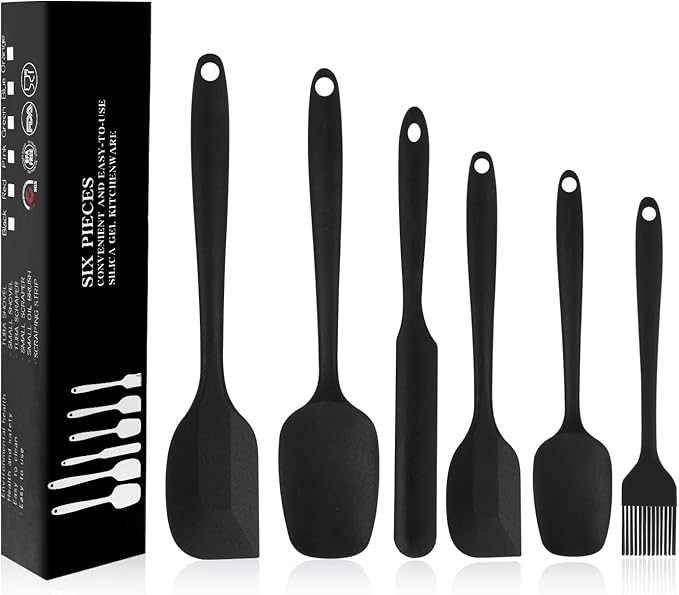 Silicone Spatulas Set, Rubber Spoon Spatula Heat Resistant Spoonula One Piece Design Seamless Spatula Non-Stick Scrapers Baking Mixing Tool (Blue Set)