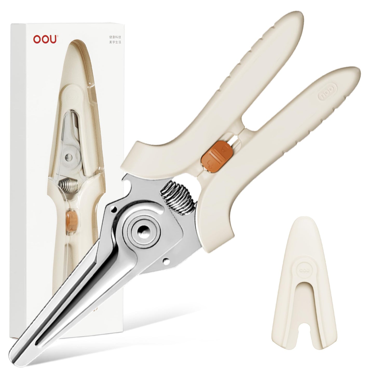 OOU White Bear Kitchen Scissors, All Purpose Heavy Duty Sharp Kitchen Shears Dishwasher Safe, Cooking Shears for Meat Chicken Fish Poultry Herb Bread