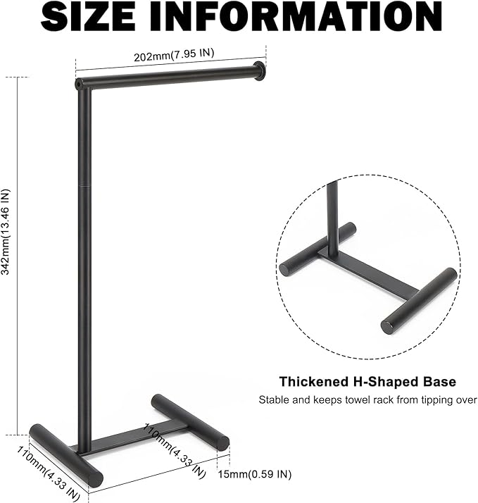 Livabber L-Shape Hand Towel Holder Stand, Metal Hand Towel Rack Modern Countertop Hand Towel Ring Standing Towel Bar for Bathroom Kitchen Vanity (Black)