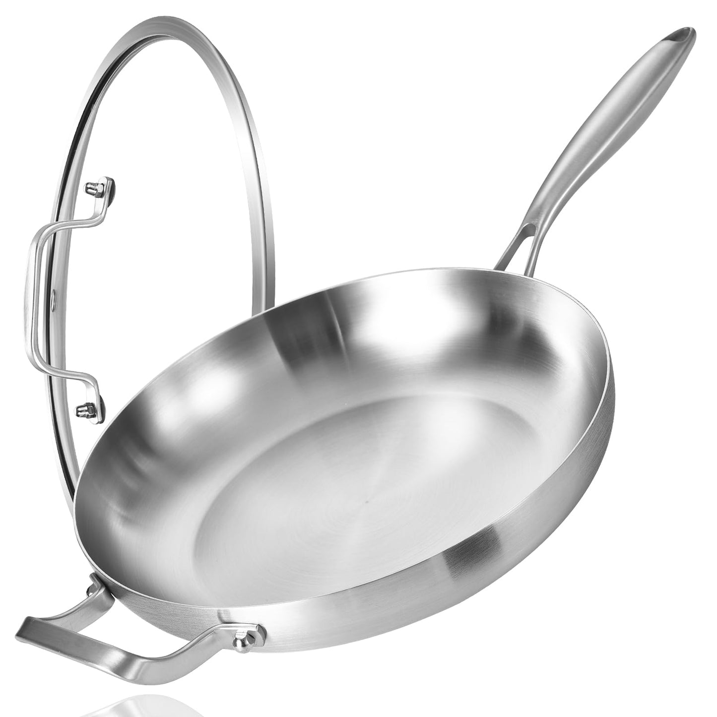 LOLYKITCH 8'' Tri-Ply Stainless Steel Pan with Lid | Small Egg Omelet Pan