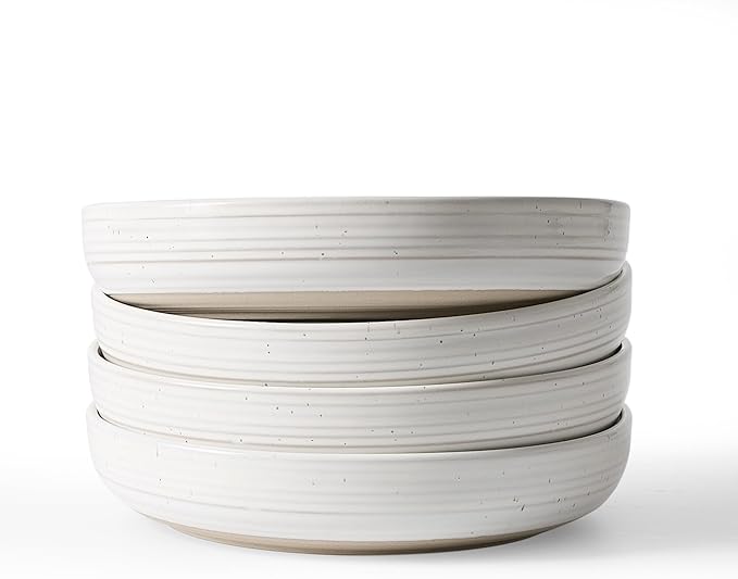 famiware Milkyway 33 oz Pasta Bowls Set of 4, Dark Gray