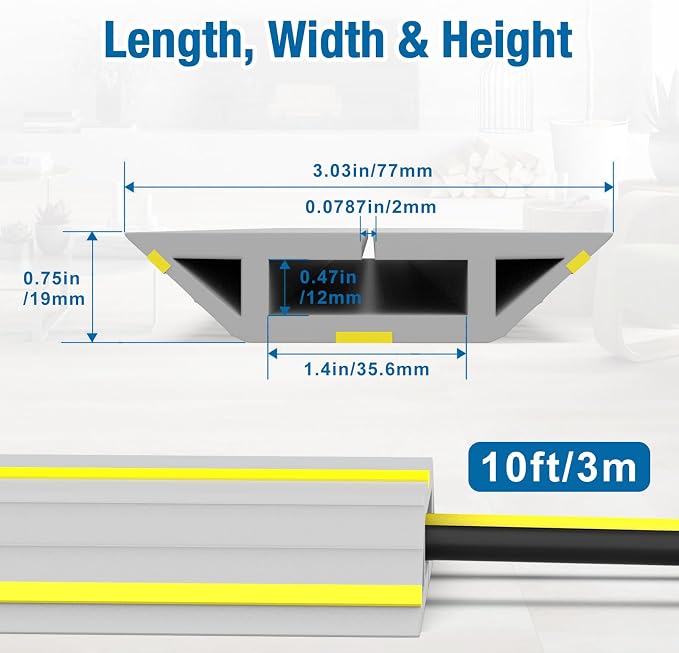 Eapele Floor Cable Cover Protector, Heavy Duty PVC Duct Easy to Unroll