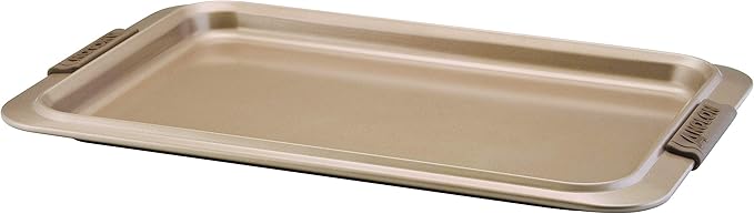 Anolon Advanced Nonstick Bakeware Cookie Pan Set/Baking Sheets with Silicone Grips, 2 Piece, Bronze