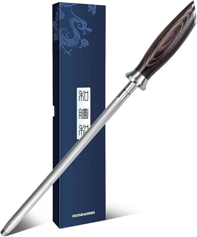 HOSHANHO Honing Rod, 10 Inch Professional Kitchen Knife Sharpener Rod