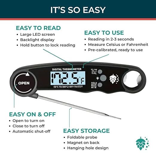 Cathy Yoder Digital Meat Thermometer, Instant Read Food Temperature Probe