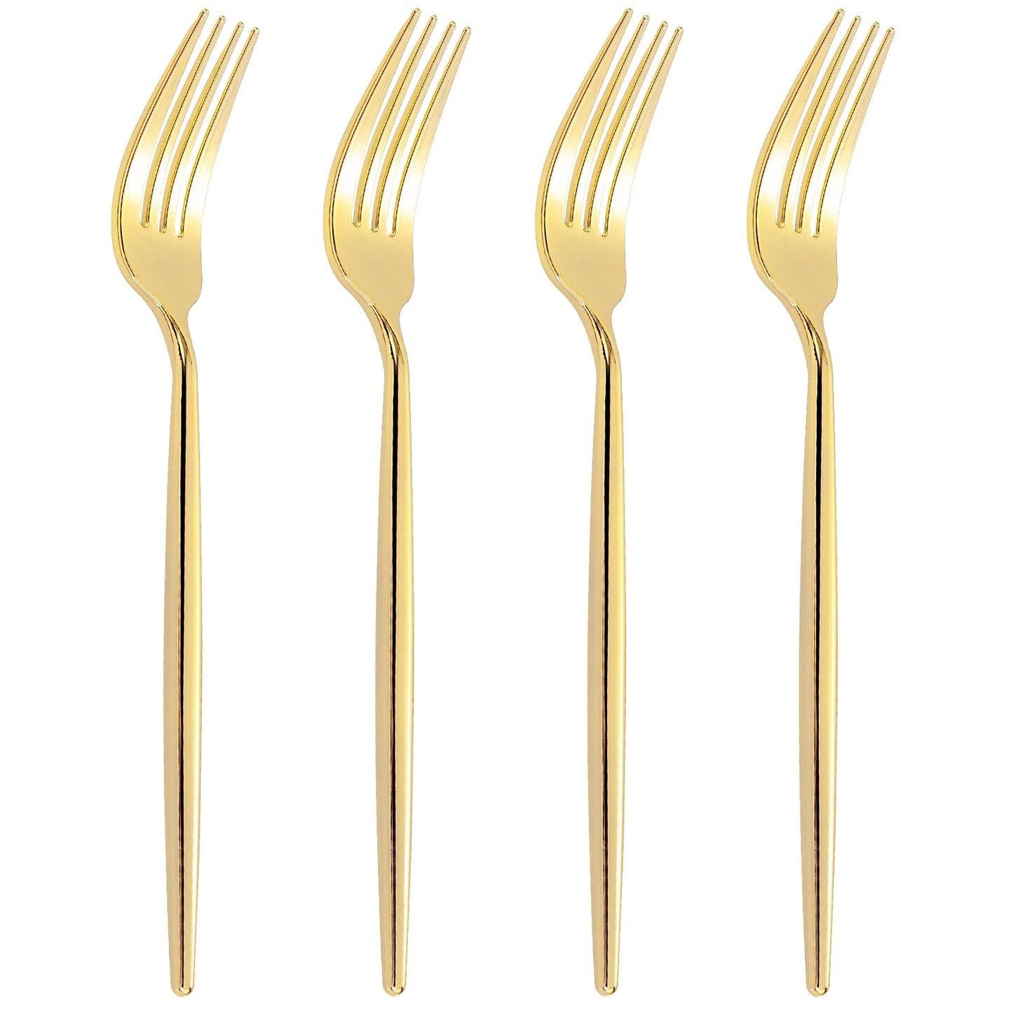 U-QE 180Pcs Gold Plastic Forks - 7.6 Inch Heavy Duty Plastic Forks