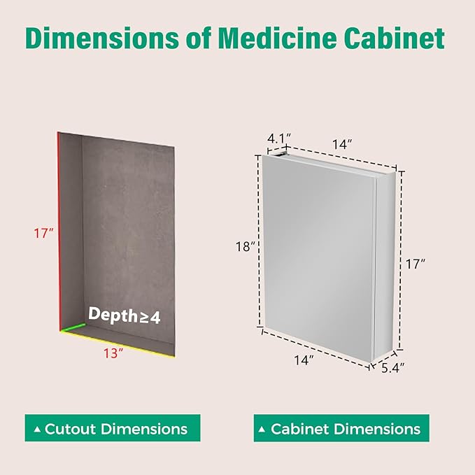 14 x 18 in Medicine Cabinet Mirror,Bathroom Mirror Cabinet with Adjustable Shelves, Aluminum Silver Medicine Cabinets for Bathroom,Vanity Decor,Wall Mounted or Recessed
