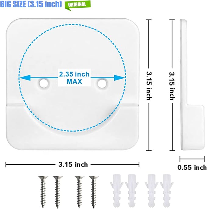 4 Pack Adhesive Shower Tension Rod Holder for Tile | Shower Curtain Rod Retainer for Wall Mount | No Drilling | Stick On | White (Shower Curtain Rod Not Included)