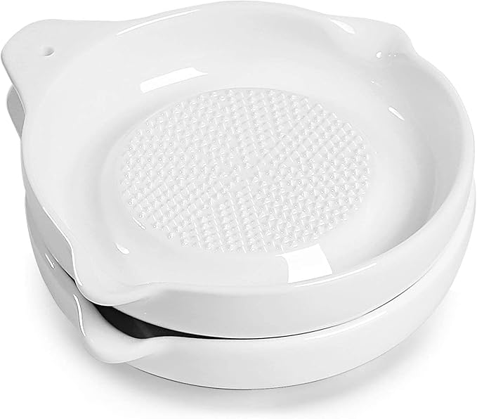 ONTUBE Ceramic Grater Plate for Ginger, Garlic, Onion (5.5" x 1 Pieces)