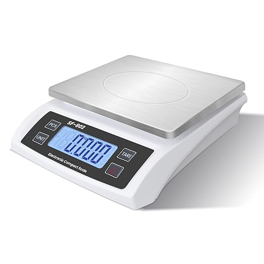 Puozult Digital Kitchen Scale 30kg/66lb Large Food Scale for Baking Cooking Stainless Bread Scale with LCD Display Counting Scales for Commercial(Color: Stainless White)