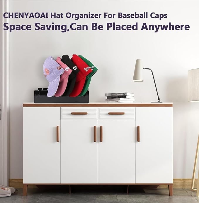 Hat Organizer for Baseball Caps, 2 Pcs No Install Acrylic Hat Stand for 14 Baseball Caps, Hat Racks for Caps Display and Organizer for Bedroom, Closet, Dresser, Office, Hat Holder