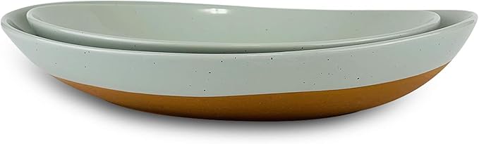 MORA Ceramic Large Serving Bowls- Set of 2 Oval Platters for Entertaining. Modern Kitchen Dishes for Dinner, Fruit, Salad, Turkey, etc. Oven, Dishwasher Safe, 110/80 oz, 16" / 14.6" - Vanilla White