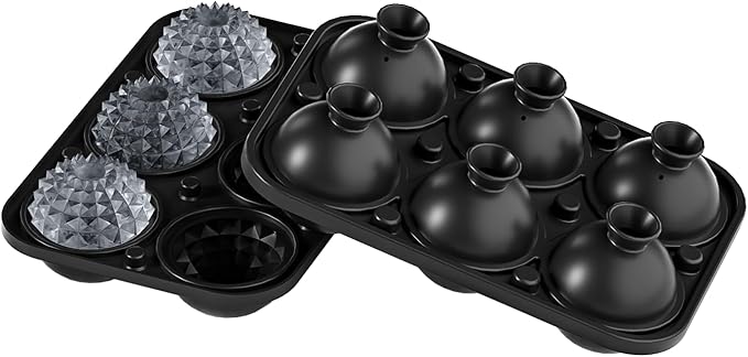 Bangp Large Ice Cube Tray for Whiskey,Perfect Etched Big Ice Cubes, Silicone Ice Cube Mold for Cocktails,Whiskey (Etched Square)