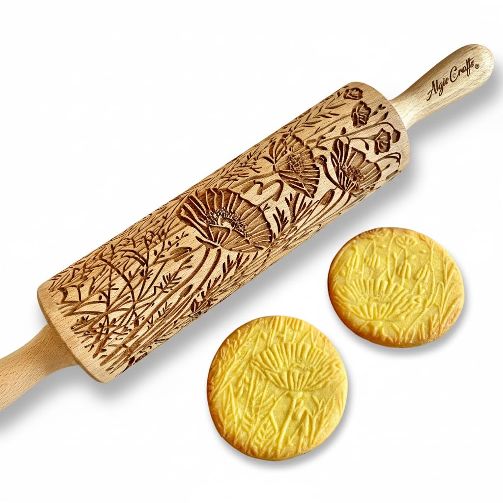 KALEIDOSCOPE ROLLING PIN LASER ENGRAVED for EMBOSSED COOKIES GIFT FOR FRIEND MOTHER BAKER