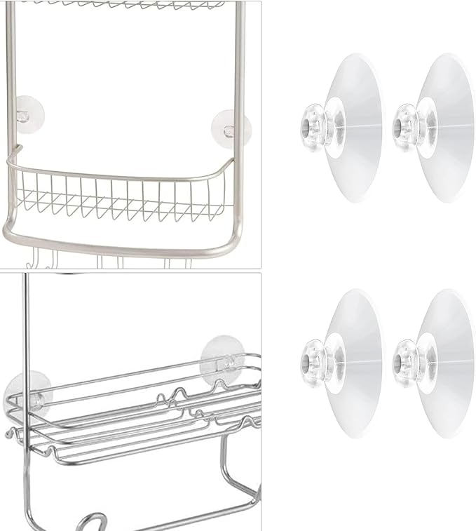 Shower Caddy Connectors Suction Cups for Bathroom, 2 Inch PVC Plastic Heavy Strength Large Clear Sucker Without Hooks, Replacement Suction Cups Compatible with iDesign (4 PCS)