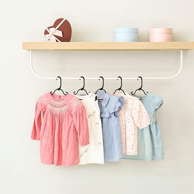 HOUSE DAY Baby Hangers 100 Pack - Durable Plastic Infant & Kids Clothes Hangers, Thin Compact Space-Saving Design for Nursery/Children's Closet, Toddler Small Hangers Black (Infant/Baby/Toddler/Kids)