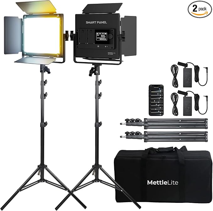 Mettlelite 2 Pack SPL210B Bi Color LED Video Light Kit