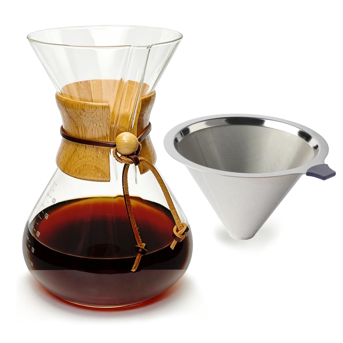 subjectthree Drip Coffee Pour Over Glass Coffee Maker Kit 8 Cup (28 Ounce)