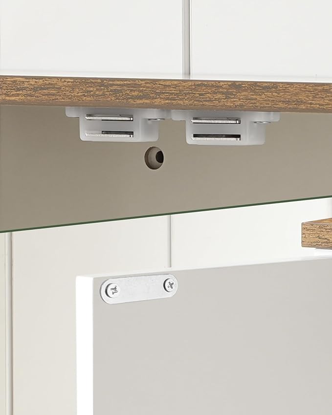 Bathroom Wall Cabinet, Medicine Cabinet with Open Partition and Towel Bar, Rustic Storage Cabinet with Open and Hidden Storage Space, for Bathroom, Living Room, Kitchen, White and Walnut