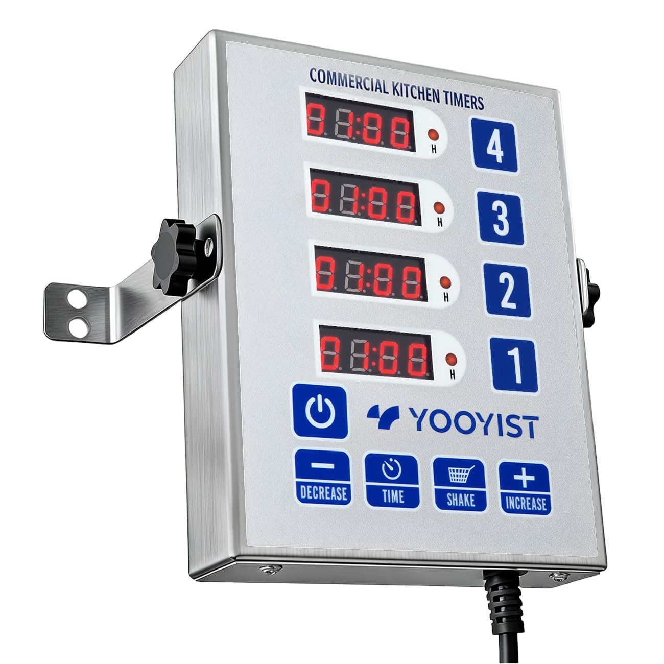 YOOYIST Precision Kitchen Timers for Cooking – 4 Channel Commercial Kitchen Timer Restaurant Kitchen Supplies – Stainless Steel Digital LED Chef Cooking Timer – Reminder Function, Loud Alarm, Black