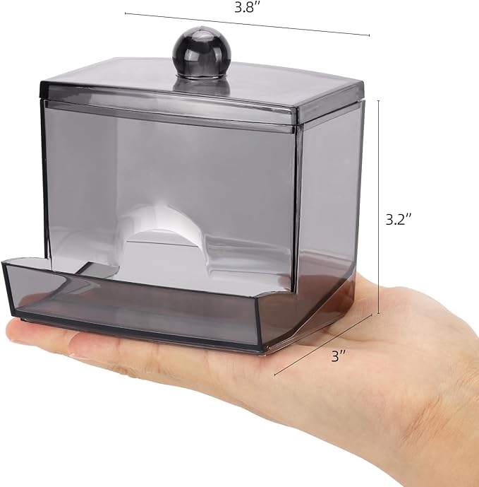 Tbestmax 10oz Qtip Holder Dispenser, Big Cotton Swab Holder Bathroom Accessories Organizer for Storage Qtips (Black)