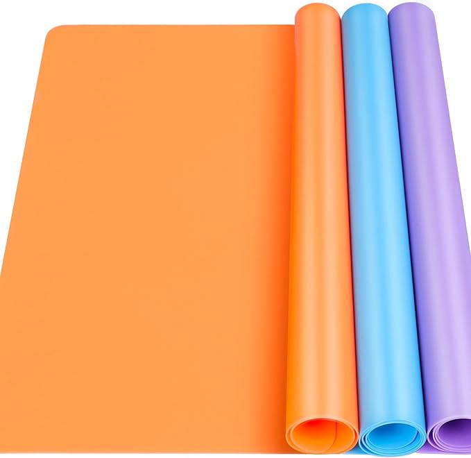 LEOBRO Silicone Mats, 3 PCS Silicone Mats for Crafts, Resin Molds, Play Dough Mat, Nonstick Silicone Sheet Mat for Epoxy Resin, Clay, Craft Supplies, 15.7”x 11.7”