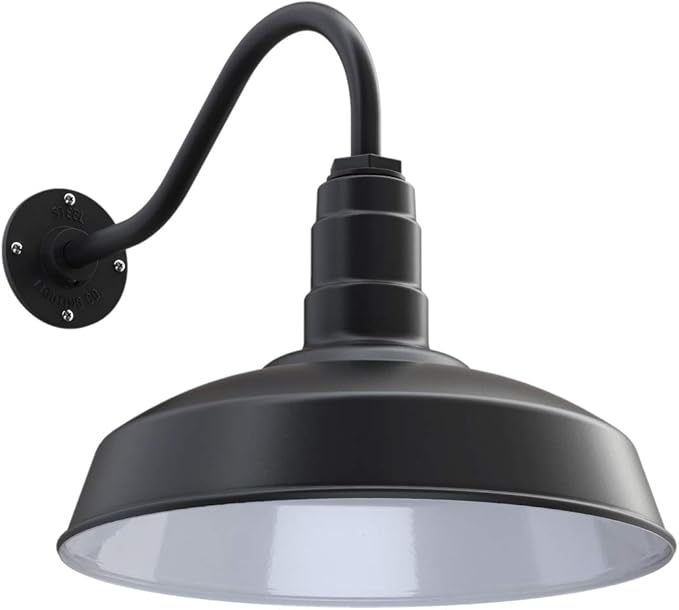 11" Straight Arm Barn Light Outdoor | Farmhouse | Modern Gray/Brass