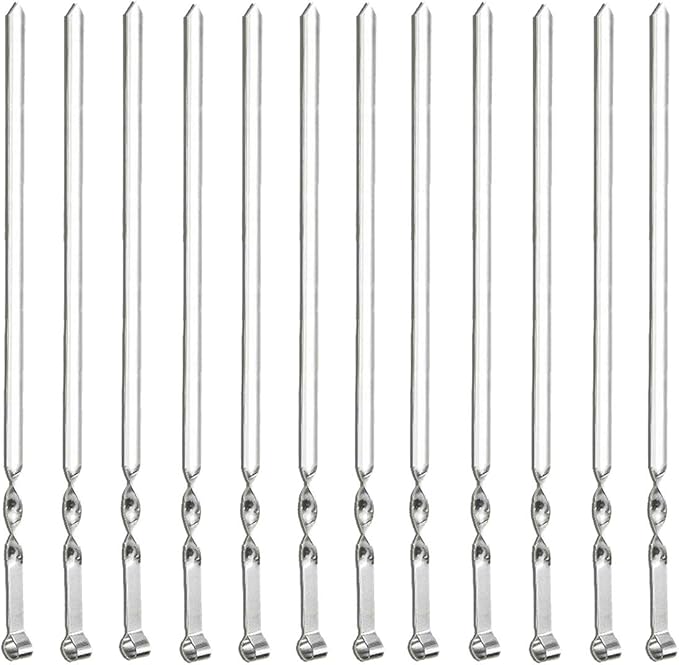 Antallcky 12 Pack Kebab Skewers Grilling Skewers Stainless Steel Sticks 22"
