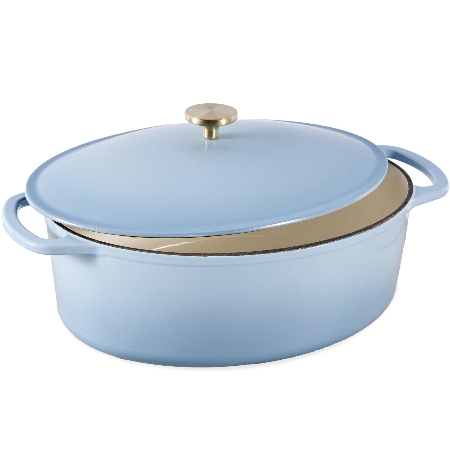 Best Choice Products Oval 7.5 Quart Enamel Cast-Iron Dutch Oven, Heavy-Duty Pre-Seasoned for Baking, Cooking w/Side Handles – Black Licorice