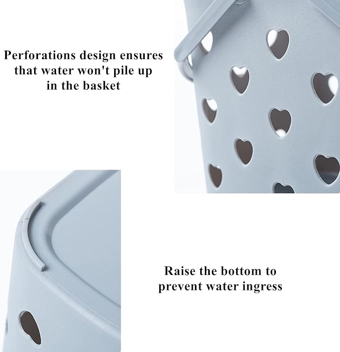 Peohud 4 Pack Portable Shower Caddy Basket, Plastic Storage Basket with Handle, Caddy Organizer Bin for Bathroom, College Dorm, Pantry, Kitchen