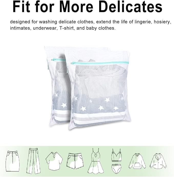 OTraki Mesh Washing Bags for Laundry 16x20 Inch Medium Mesh Bag Laundry Washer Delicates Lingerie Wash Machine Net Zipper Bag Heavy Duty Home Dorm Hotel Don't Drying, Melting 140-176℉, White